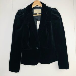Banana Republic Velvet Blazer Coat Jacket Women 0P Black Y2K Style Puff Sleeves
